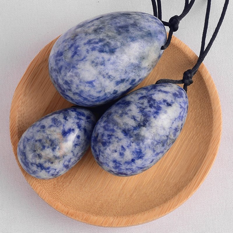 Yoni Jade Massage Eggs Natural Sodalite Crystal Stone for Kegel